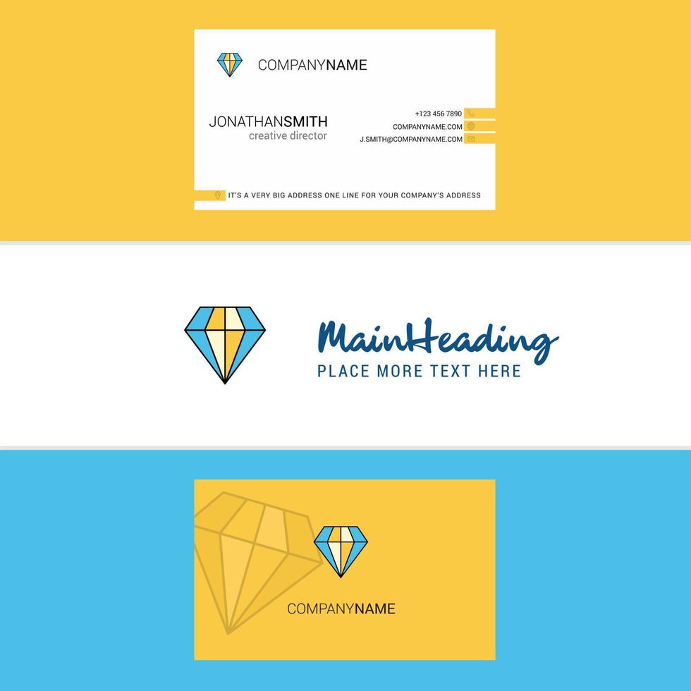 Beautiful Diamond Logo and business card vertical Design Vector