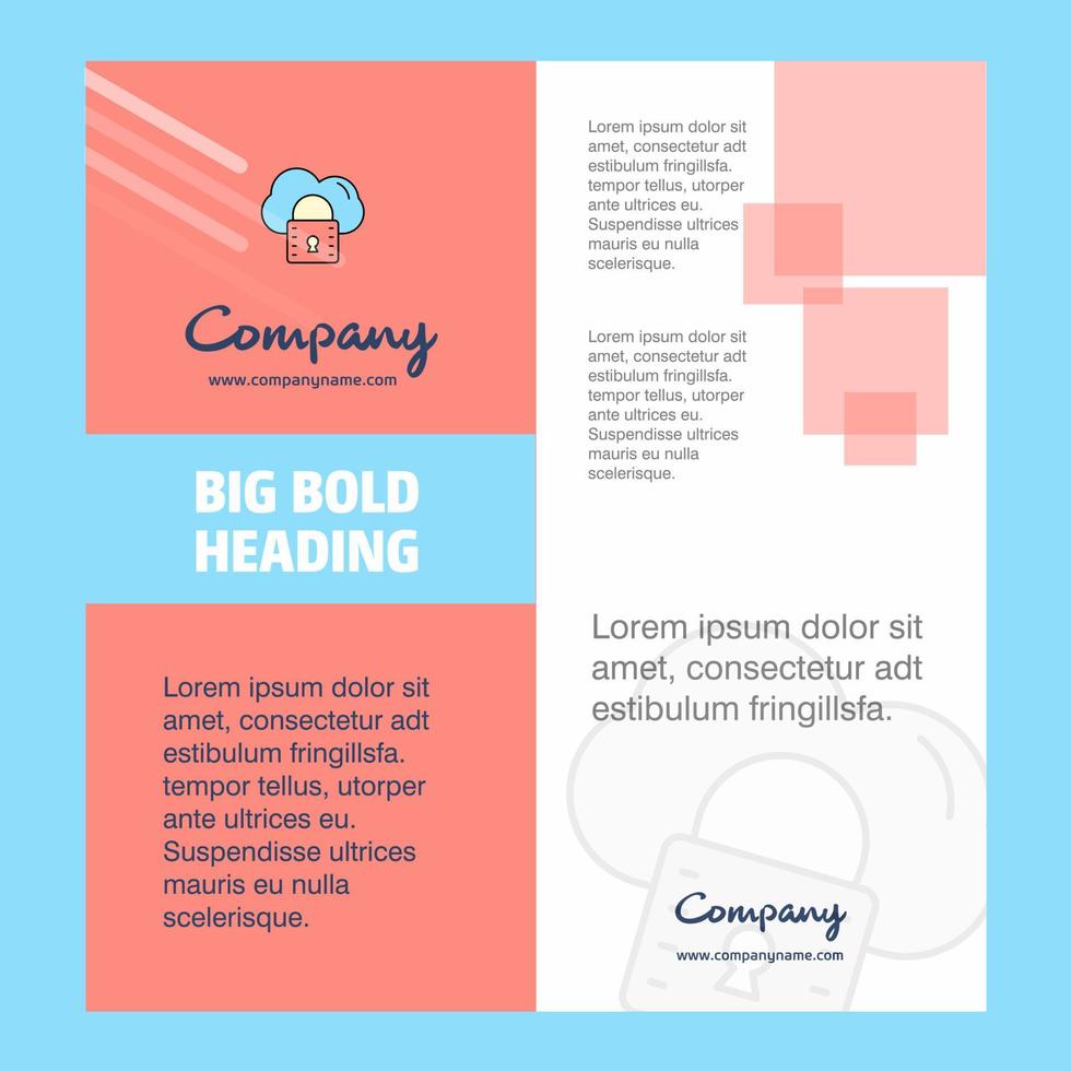 Secure cloud Company Brochure Title Page Design Company profile annual report presentations leaflet Vector Background