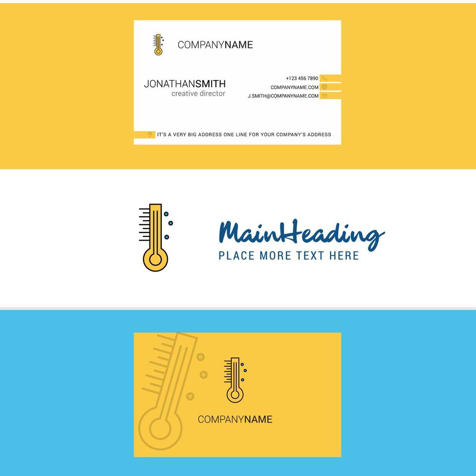 Beautiful Thermometer Logo and business card vertical Design Vector