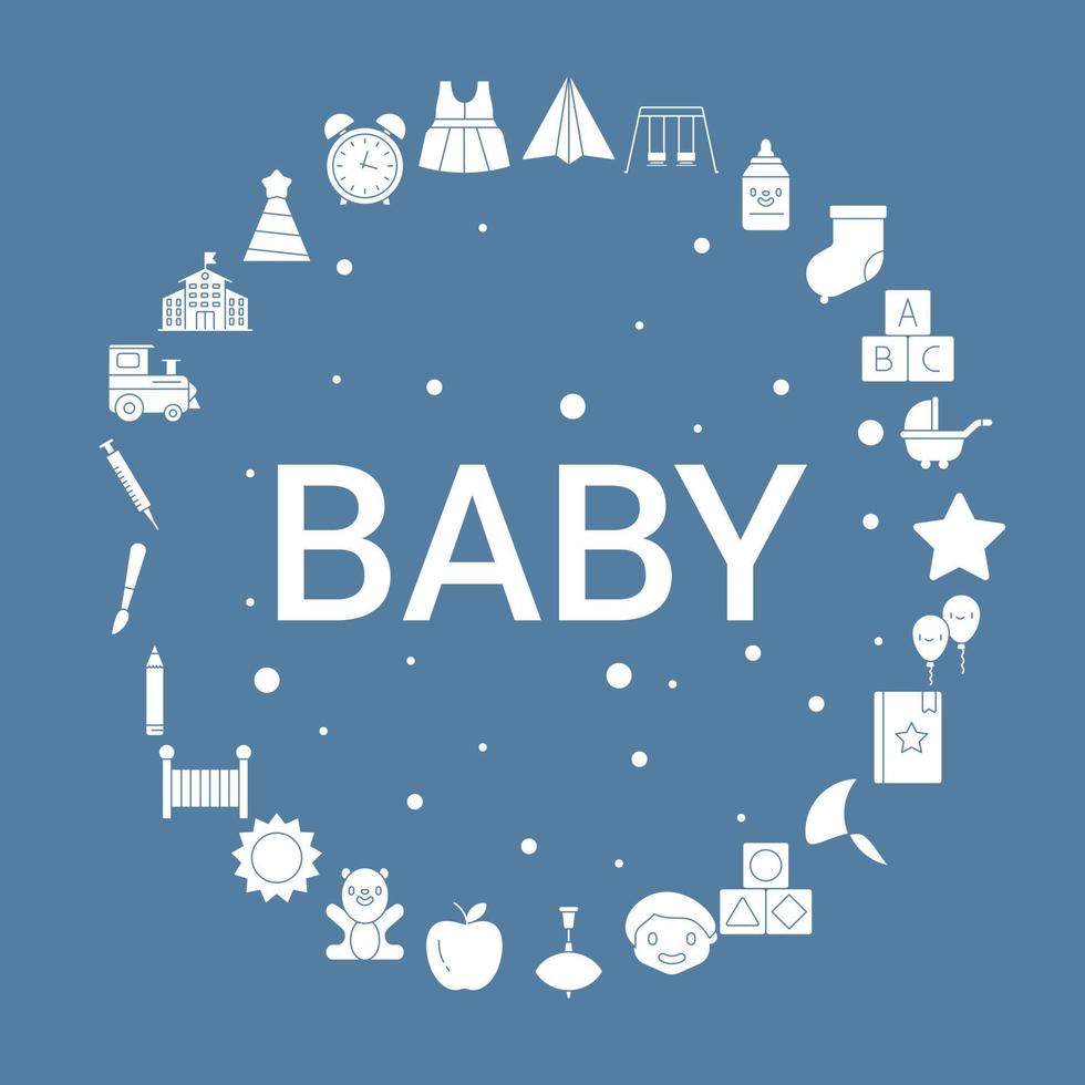 Baby Icon Set Infographic Vector Template