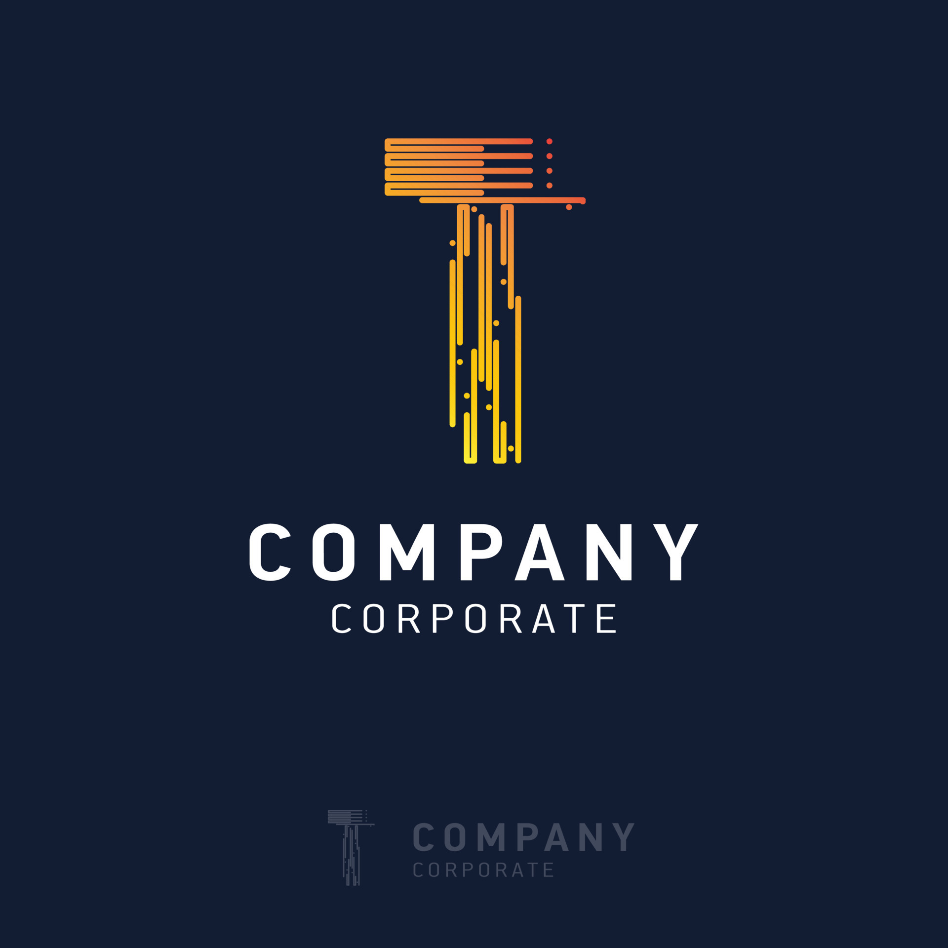 T company logo design with visiting card vector 14219428 Vector Art at ...