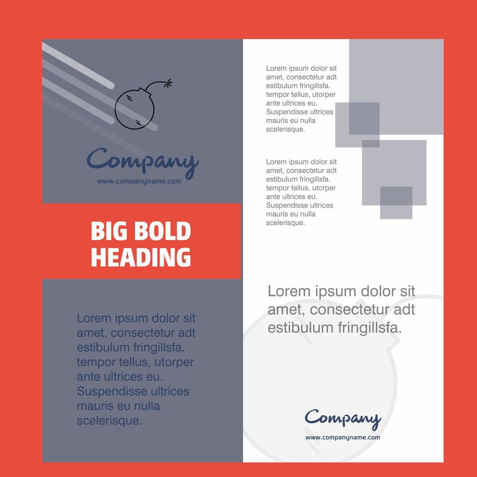 Bomb Company Brochure Title Page Design Company profile annual report presentations leaflet Vector Background