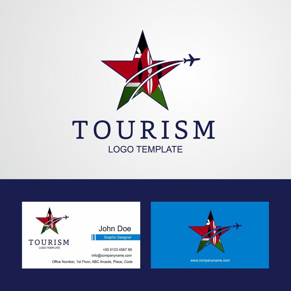 Travel Kenya flag Creative Star Logo and Business card design vector