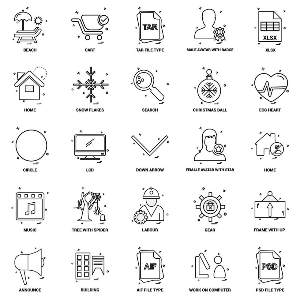 25 Business Concept Mix Line Icon set vector