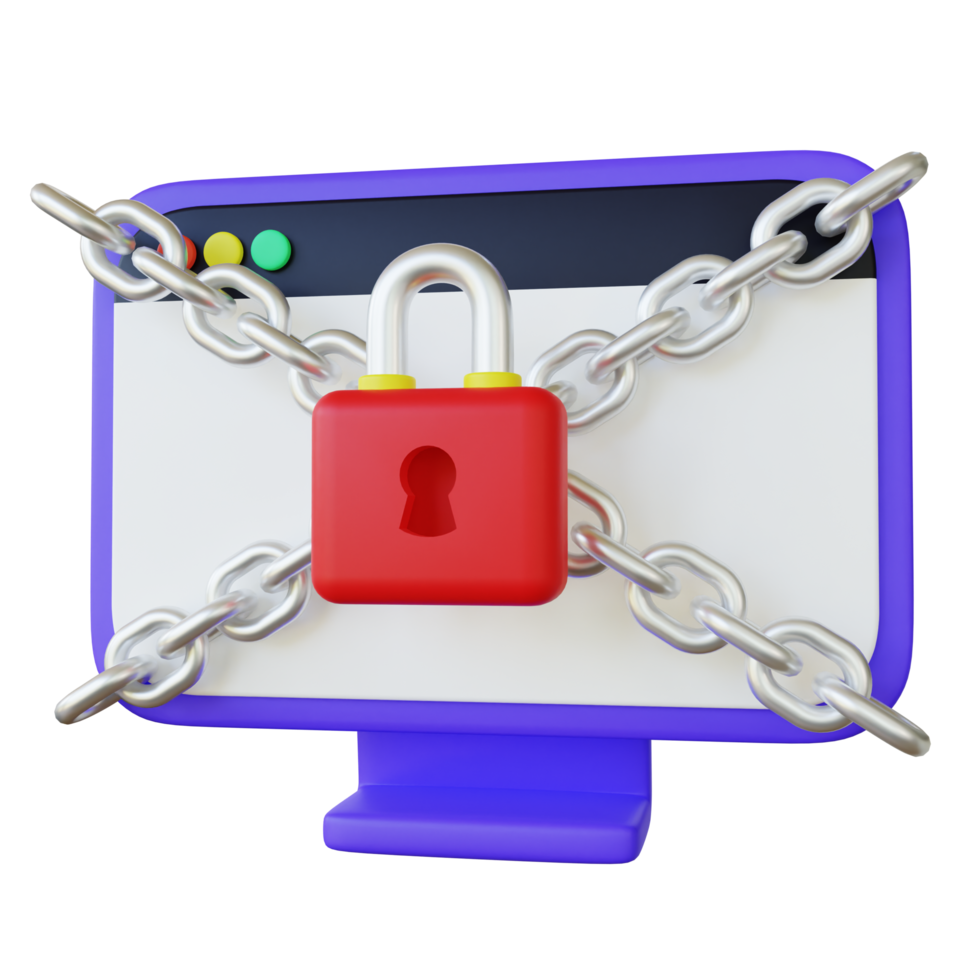 Encrypted Desktop PC 3D Illustration png