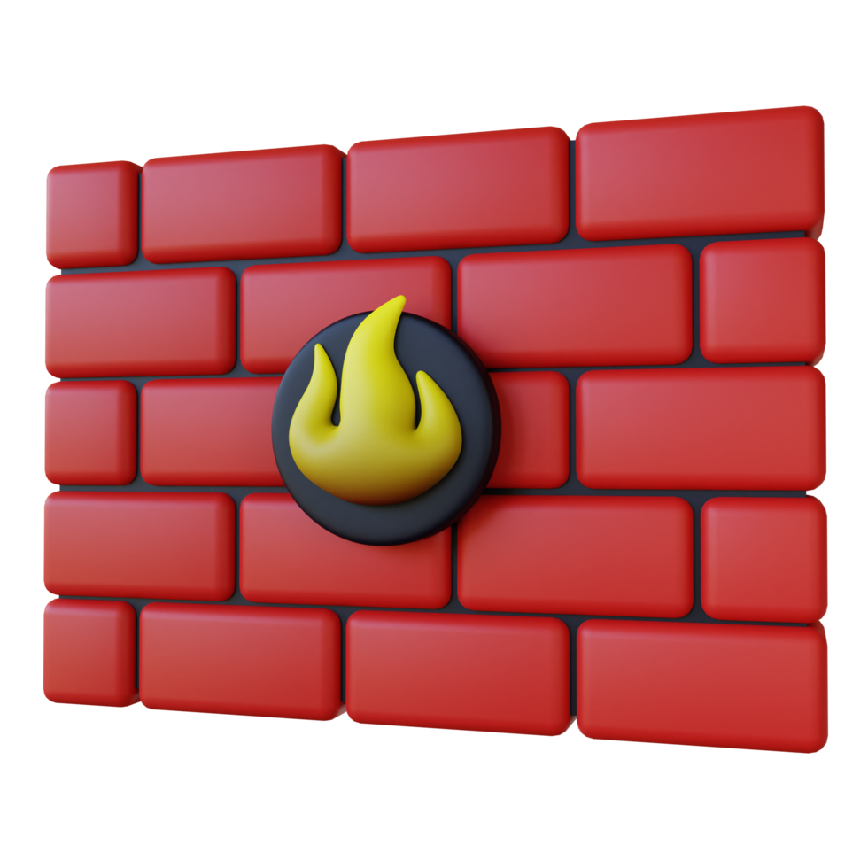 Stylized Firewall Protection 3D Illustration png