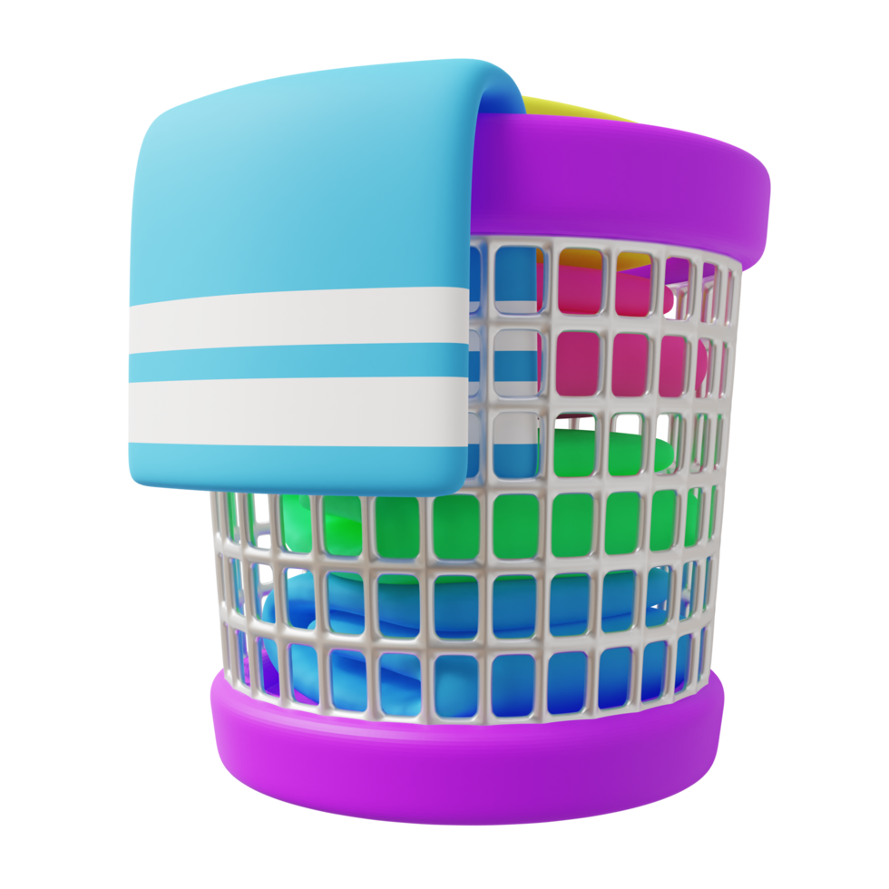 basket full of laundry 3d illustration png