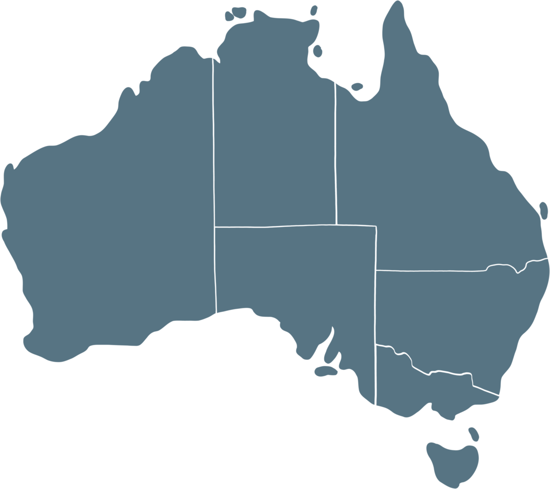 scarabocchiare il disegno a mano libera della mappa dell'australia. png