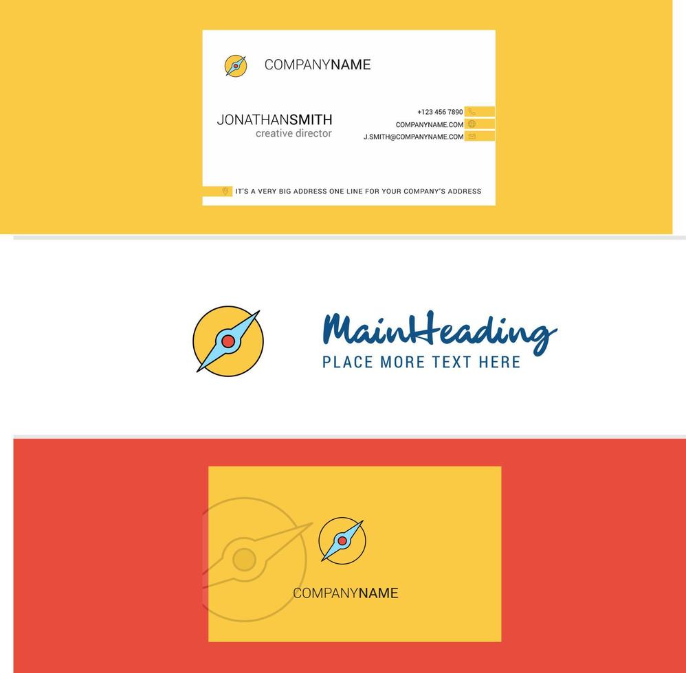 Beautiful Compass Logo and business card vertical Design Vector
