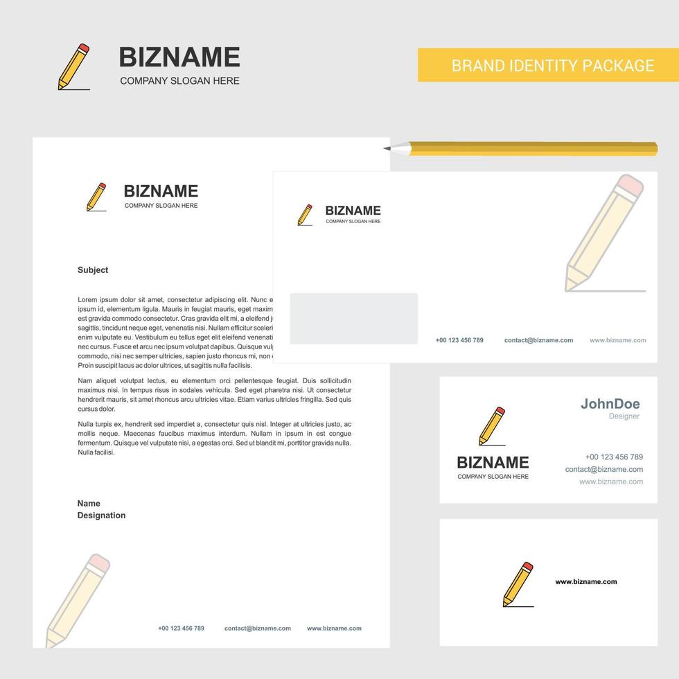 Pencil Business Letterhead Envelope and visiting Card Design vector template