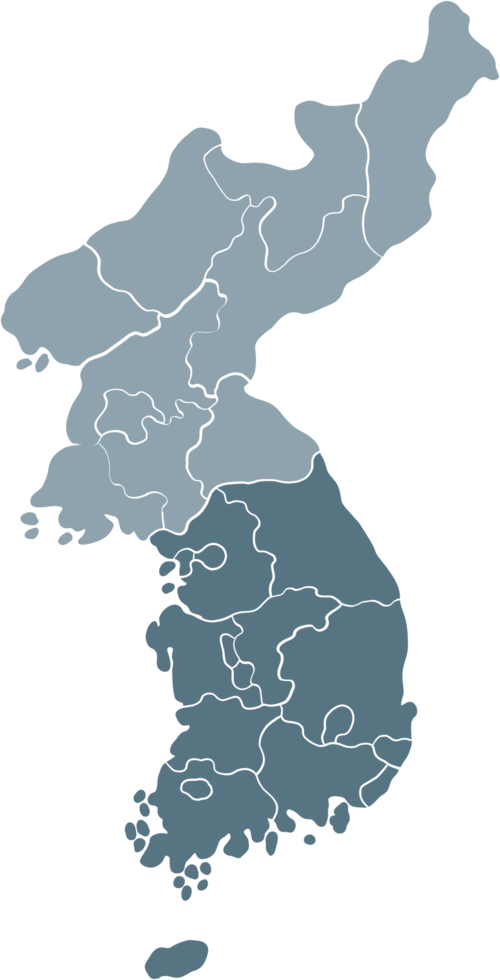 doodle freehand drawing of korea map. png