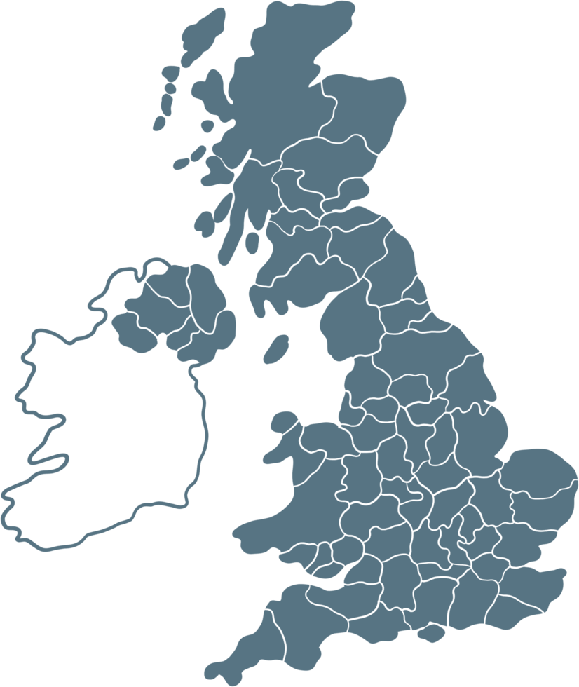 England political map divide by state freehand drawing png