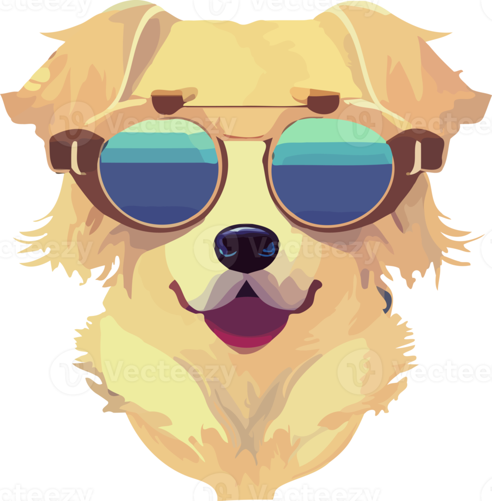 illustration graphic of golden retriever wearing sunglasses isolated good for logo, icon, mascot, print or customize your design png