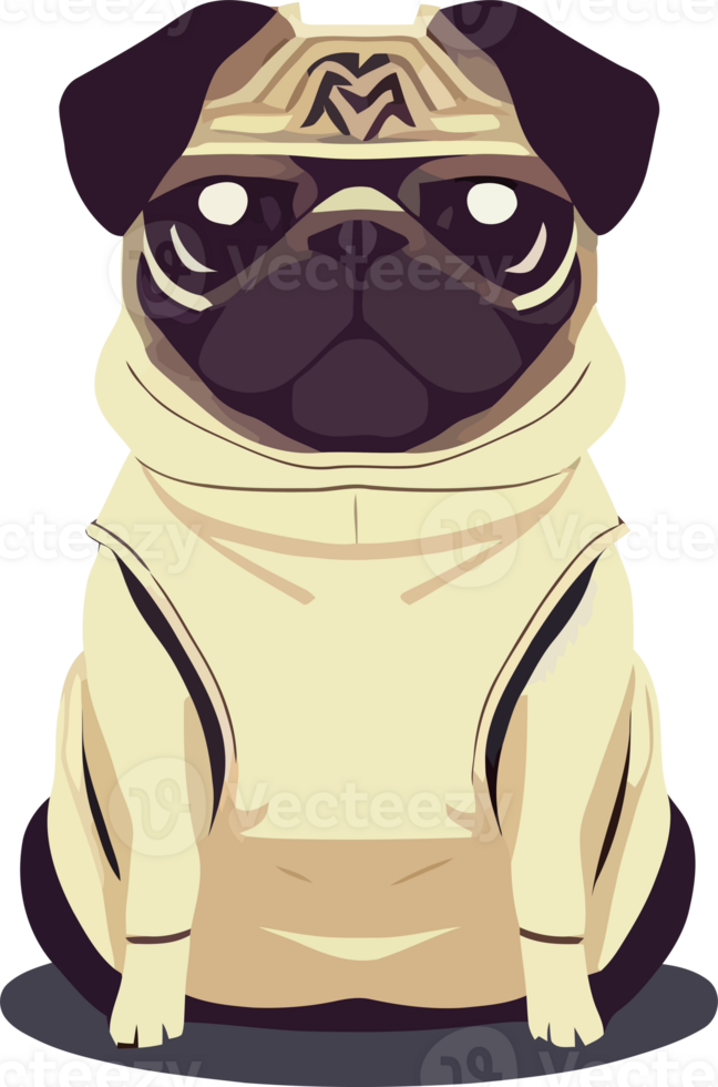 gráfico ilustrativo de pug con gafas de sol aislado bueno para logotipo, icono, mascota, imprimir o personalizar su diseño png