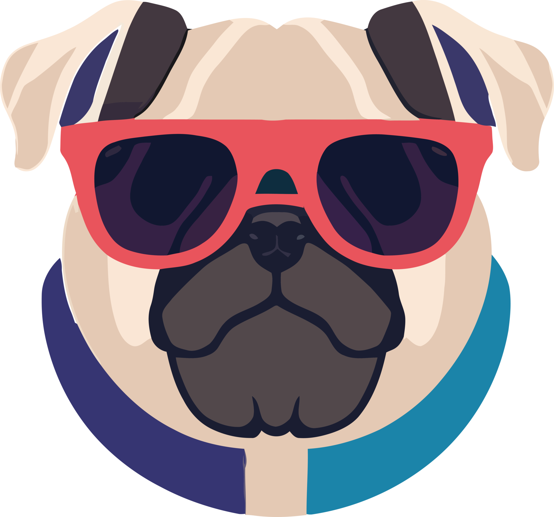 illustration graphic of pug wearing sunglasses isolated good for logo,  icon, mascot, print or customize your design 14219981 PNG