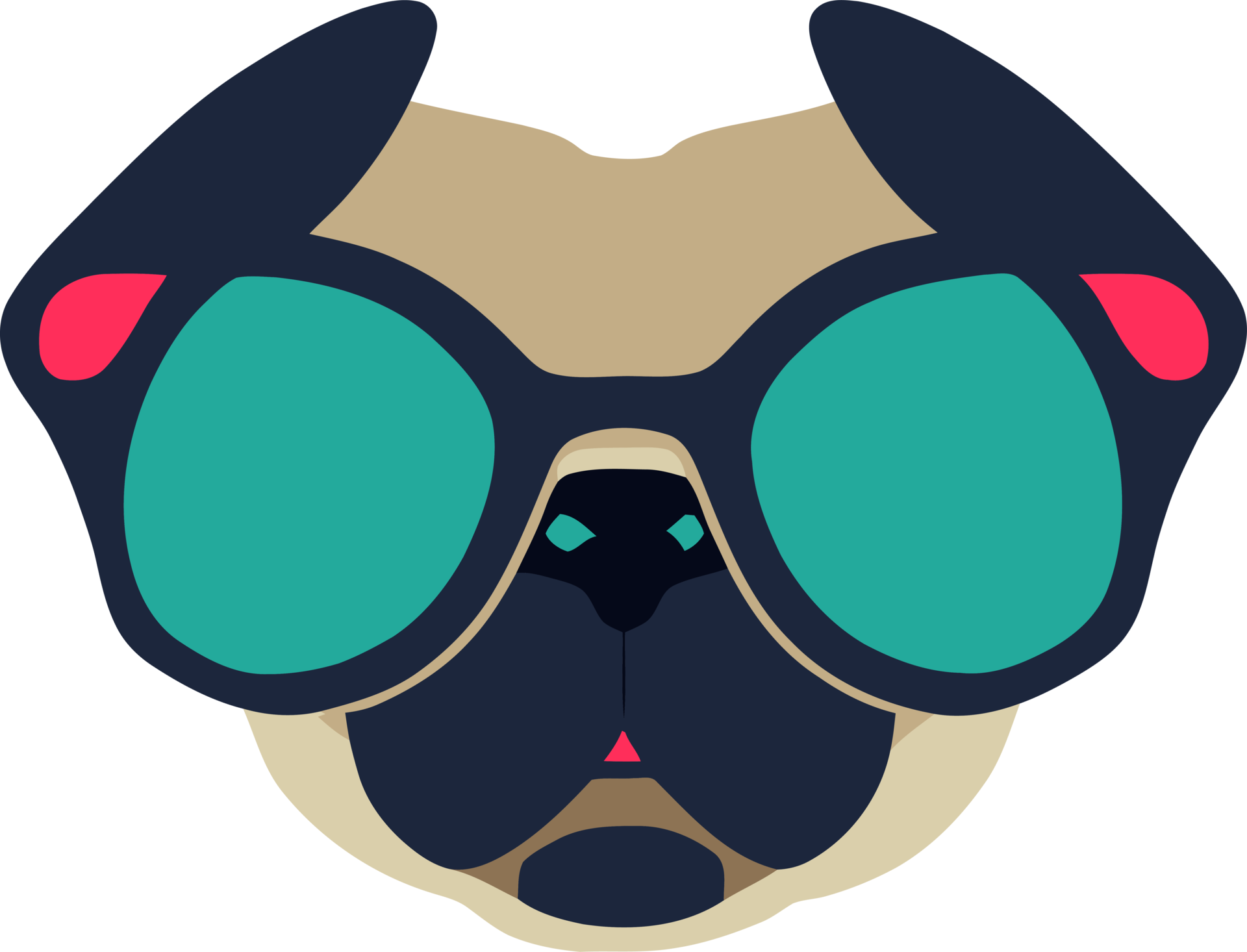 illustration graphic of pug wearing sunglasses isolated good for logo,  icon, mascot, print or customize your design 14219983 PNG