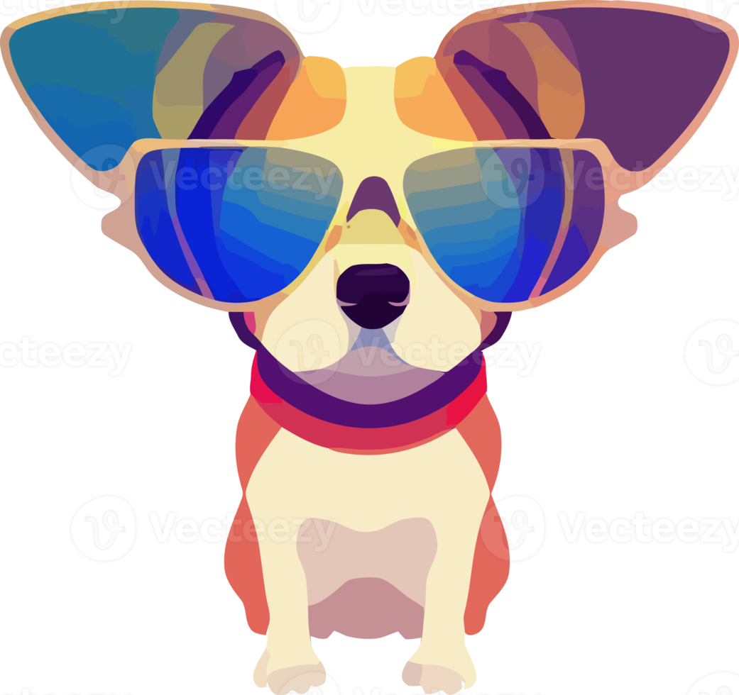 illustration graphic of colorful beagle dog wearing sunglasses isolated good for icon, mascot, print, design element or customize your design png