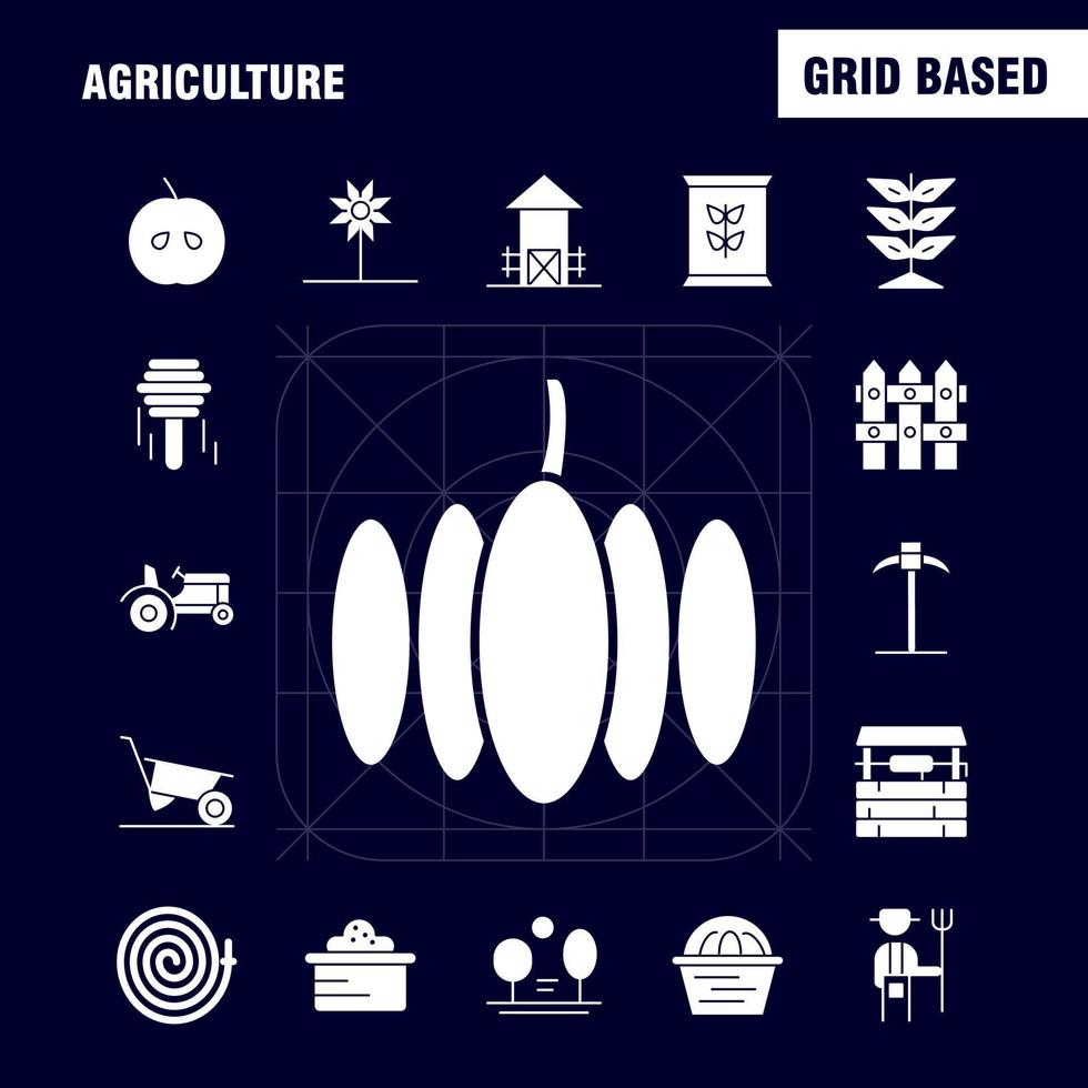 paquete de iconos de glifos sólidos de agricultura para diseñadores y desarrolladores vector