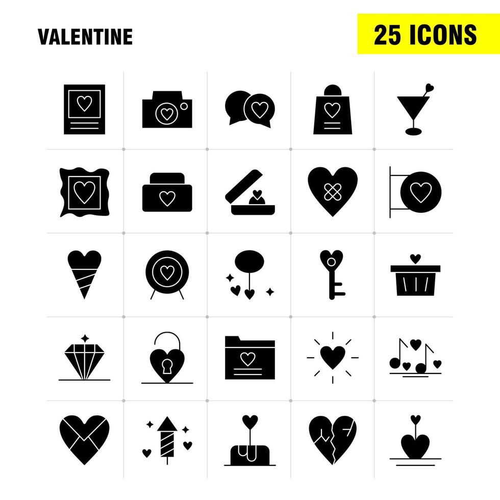 Valentine Solid Glyph Icon Pack For Designers And Developers Icons Of Basket Cart Romantic Valentine Camera Image Romantic Valentine Vector