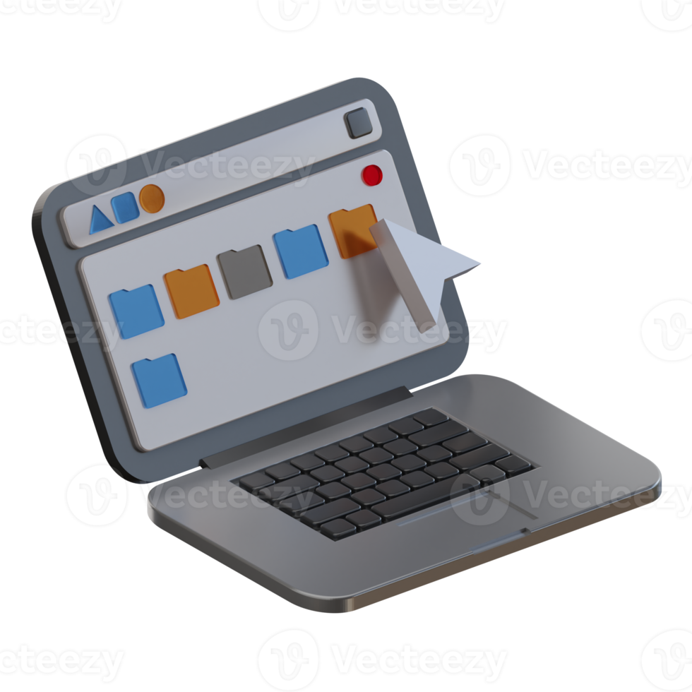 3d computer laptop copy or view data png