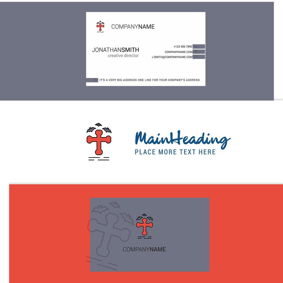 Beautiful Grave Logo and business card vertical Design Vector