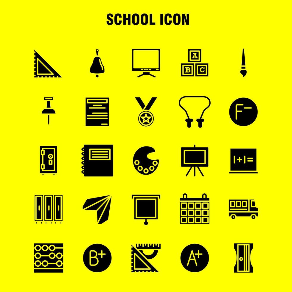 icono de la escuela paquete de iconos de glifo sólido para diseñadores y desarrolladores iconos de educación archivo papel escuela arte universidad pintura pintura vector