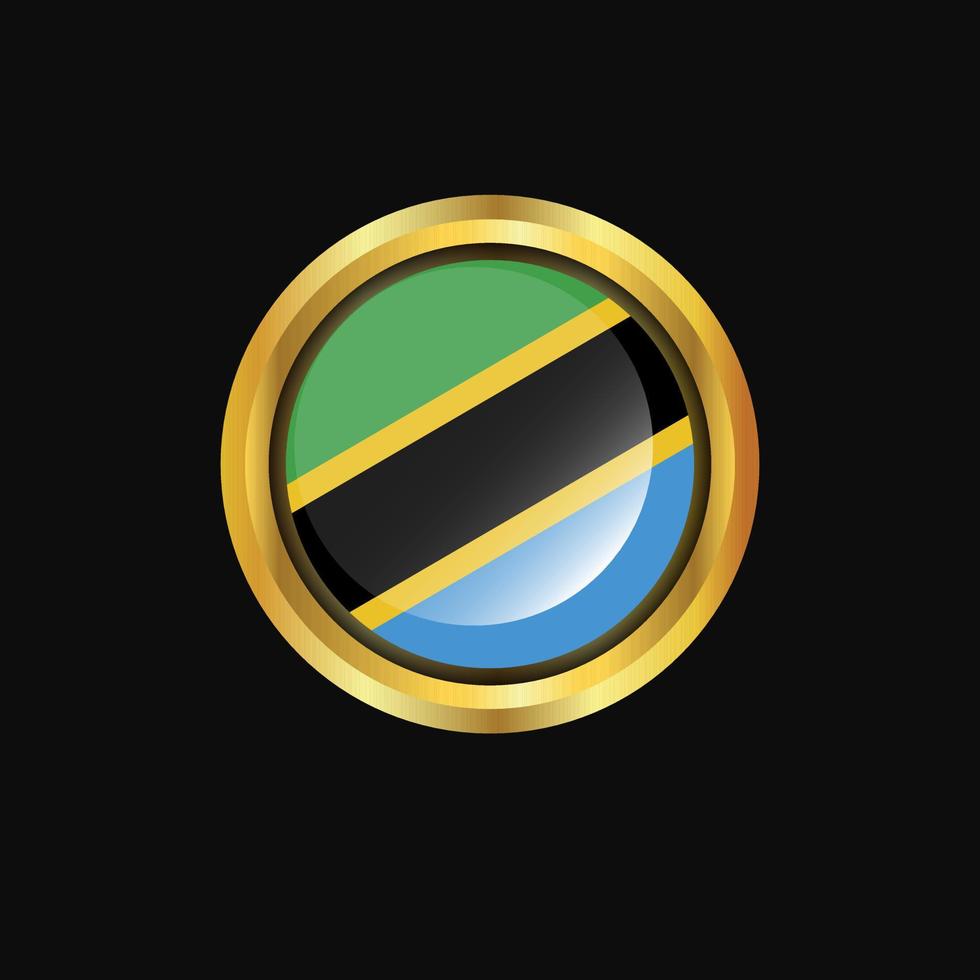 Tanzania flag Golden button vector