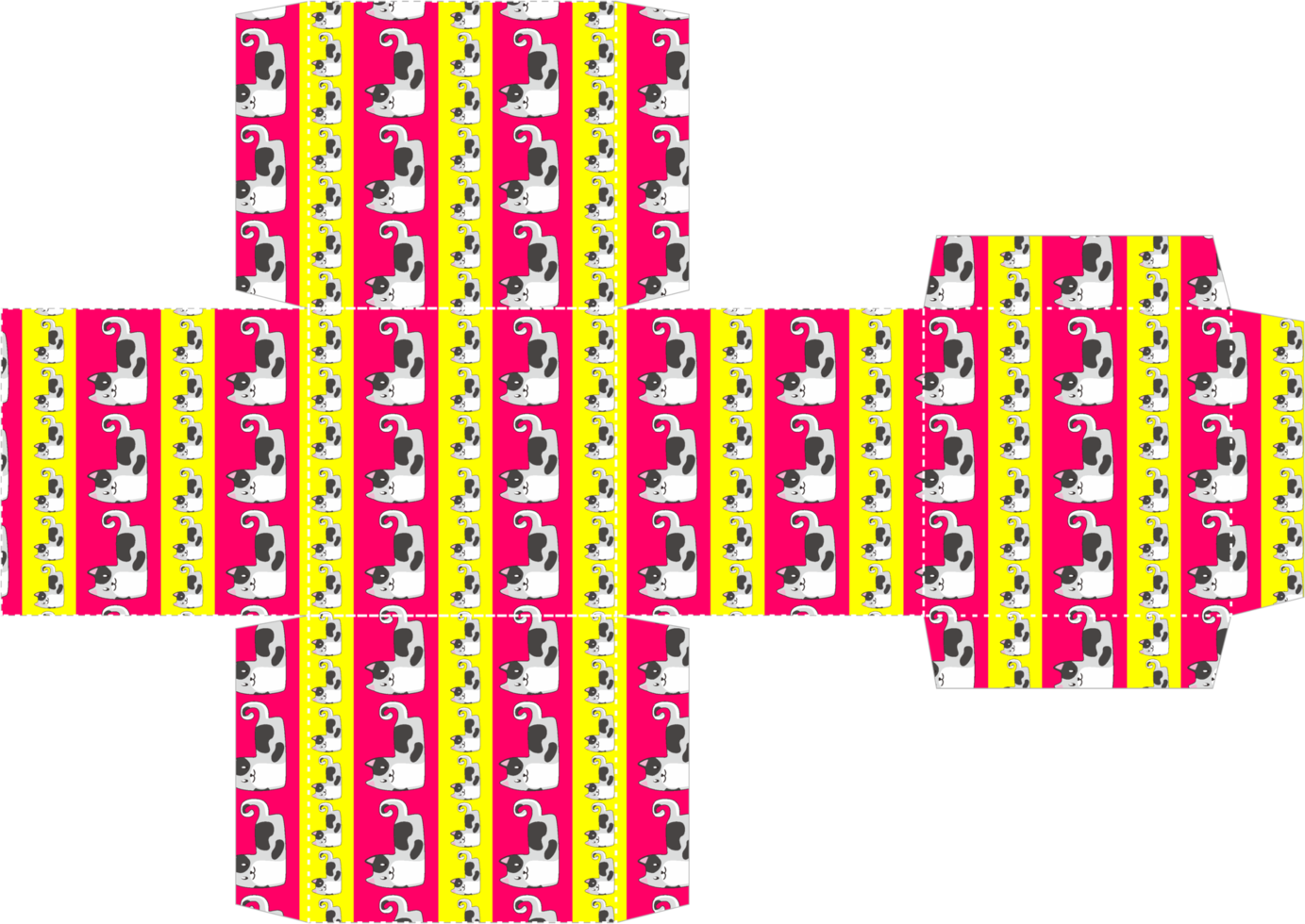 Packaging Box Design with Cat Pattern Theme png