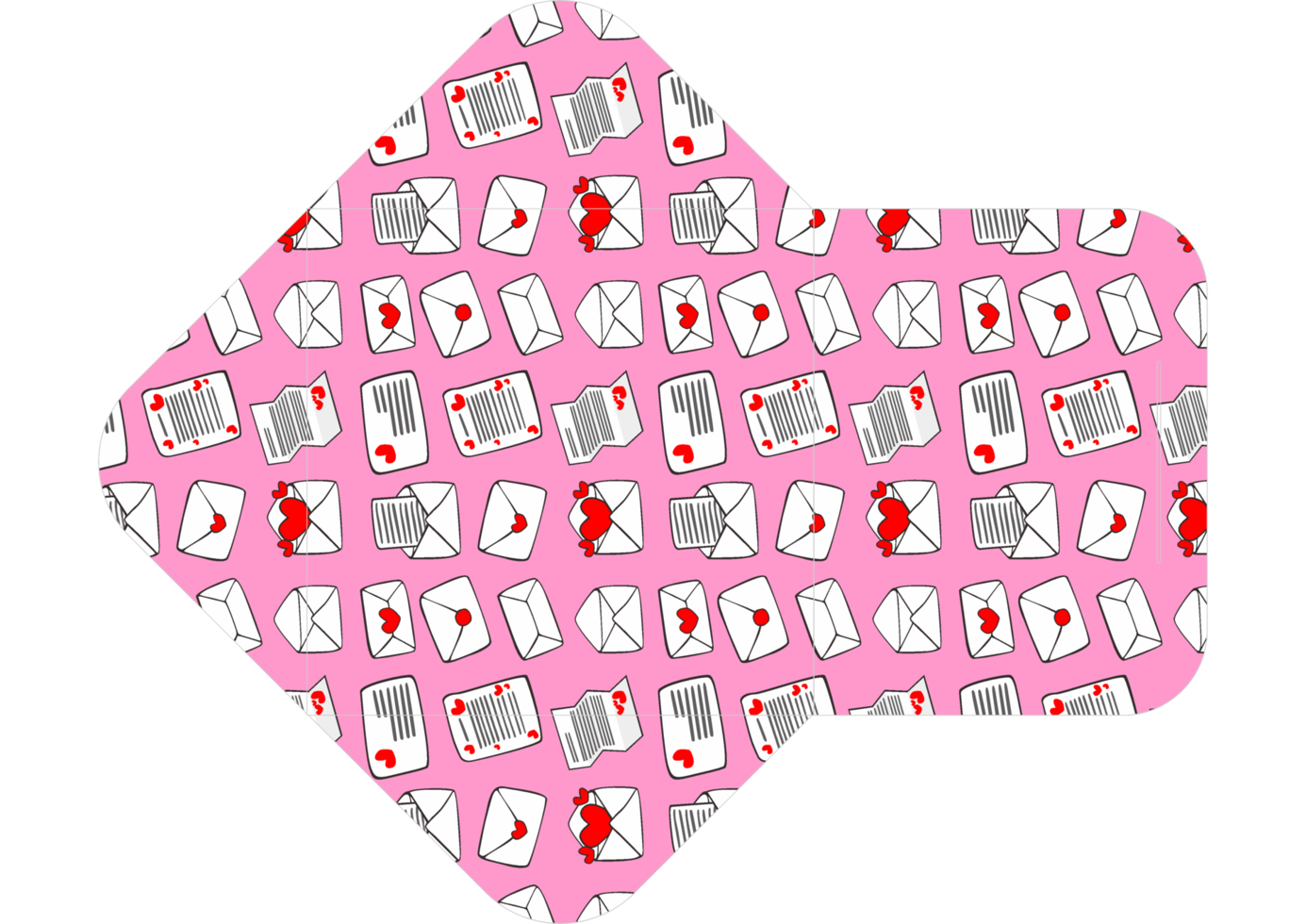 Umschlagdesign mit rosa Liebesbriefthema png