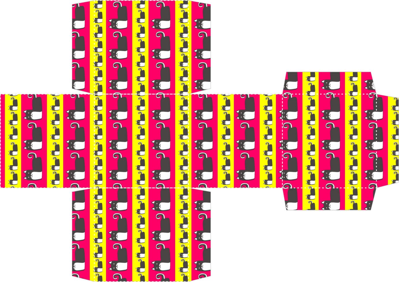 Packaging Box Design with Cat Pattern Theme png