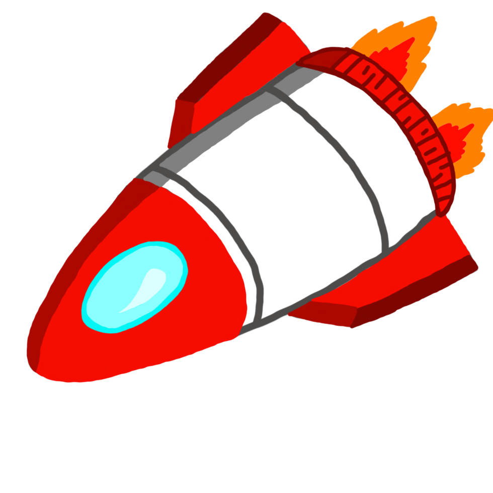 Illustration of a rocket in red and white png