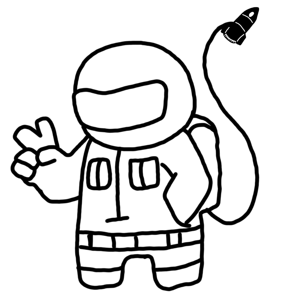 Cute Astronaut Line Art Design png