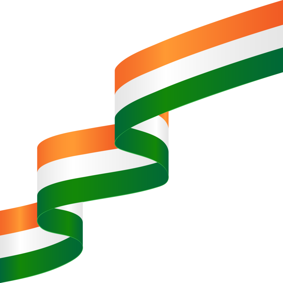 Shiny wavy ribbon with India's national flag color on transparent background png