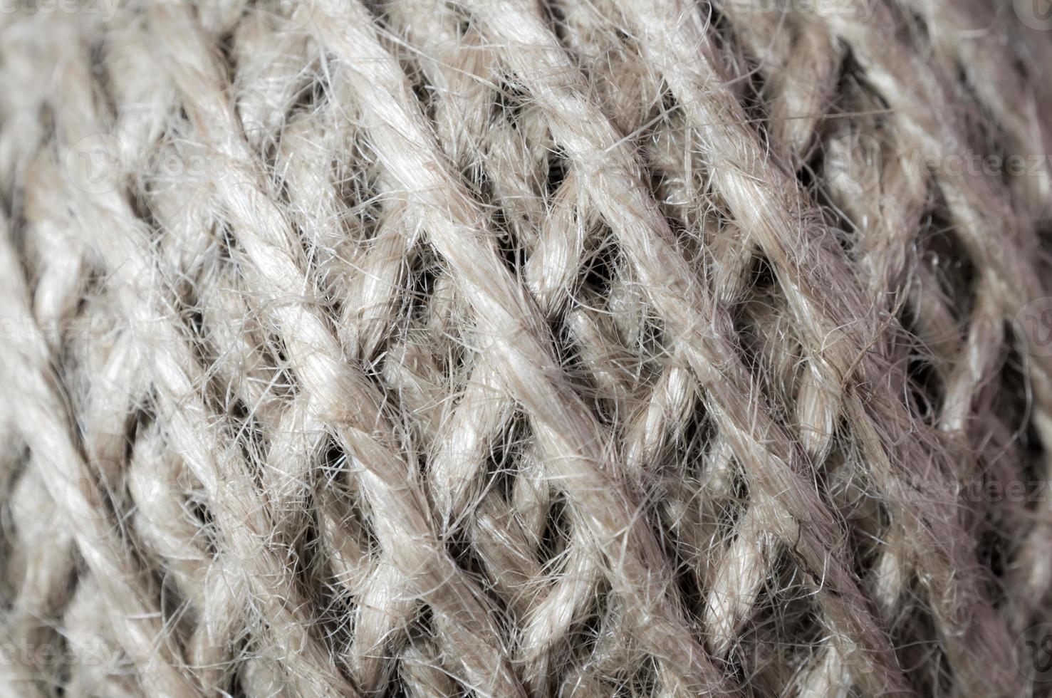 Texture of the brown natural rustic hemp cord in roll photo