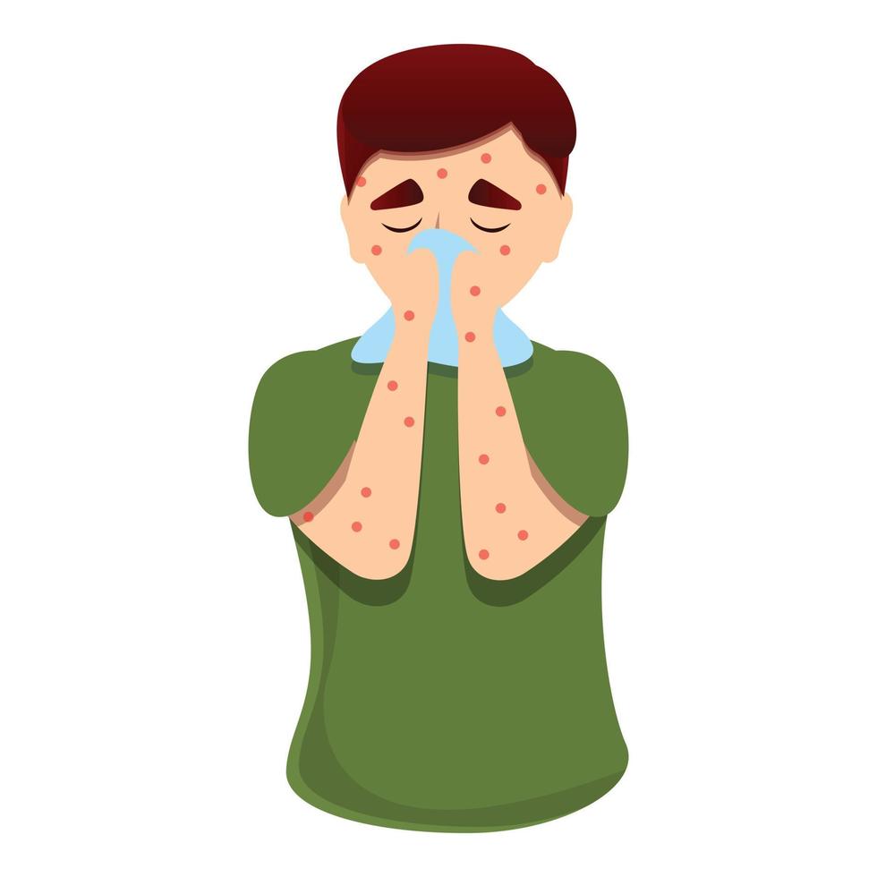 icono de sarampión de gripe, estilo de dibujos animados vector