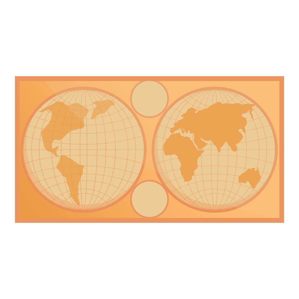 Cartographer map icon, cartoon style vector