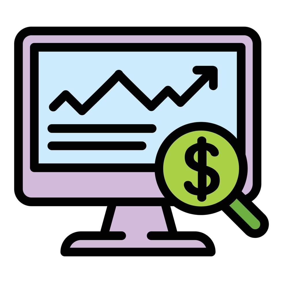 icono de informe de gastos en línea, estilo de esquema vector