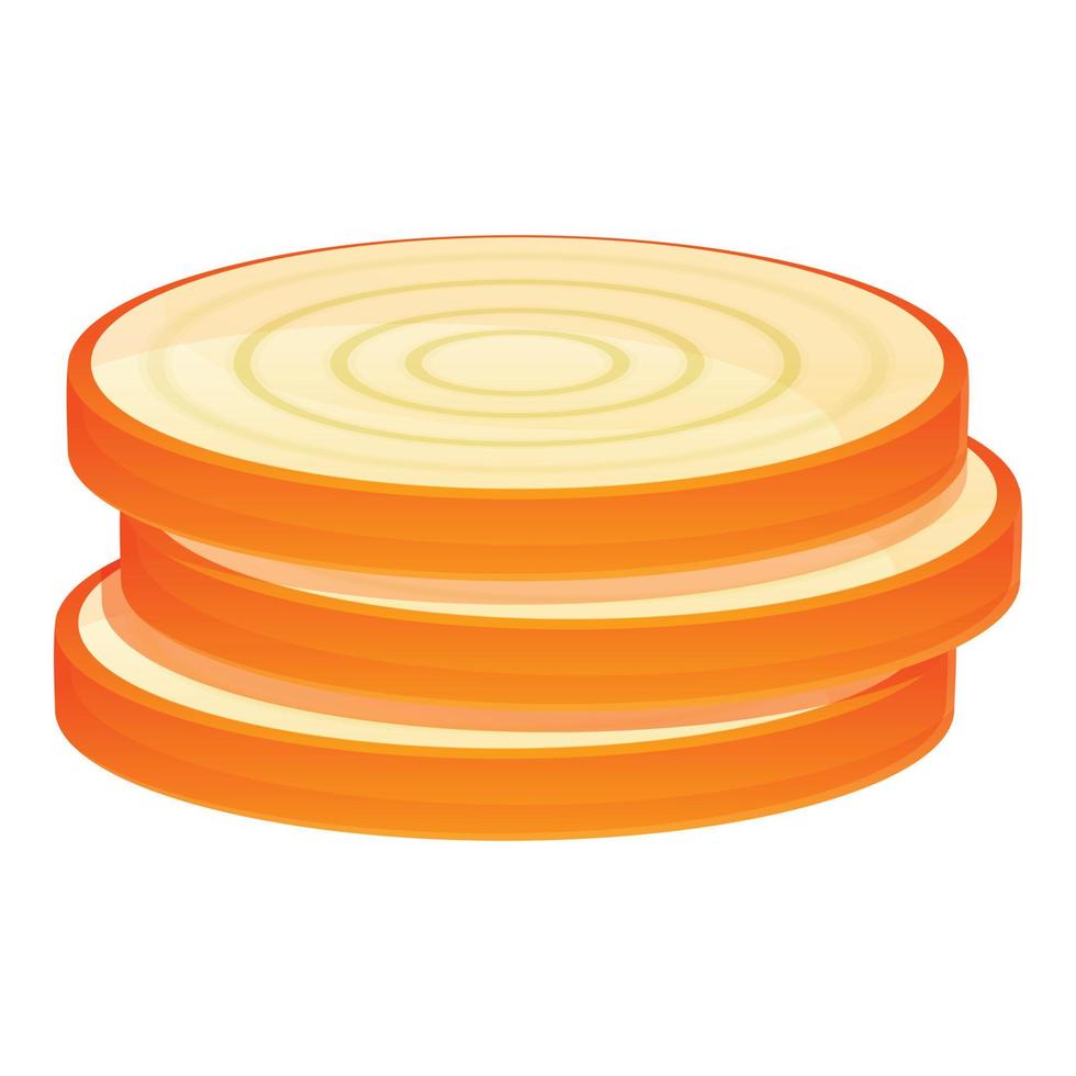 Cutted pieces of onion icon, cartoon style vector