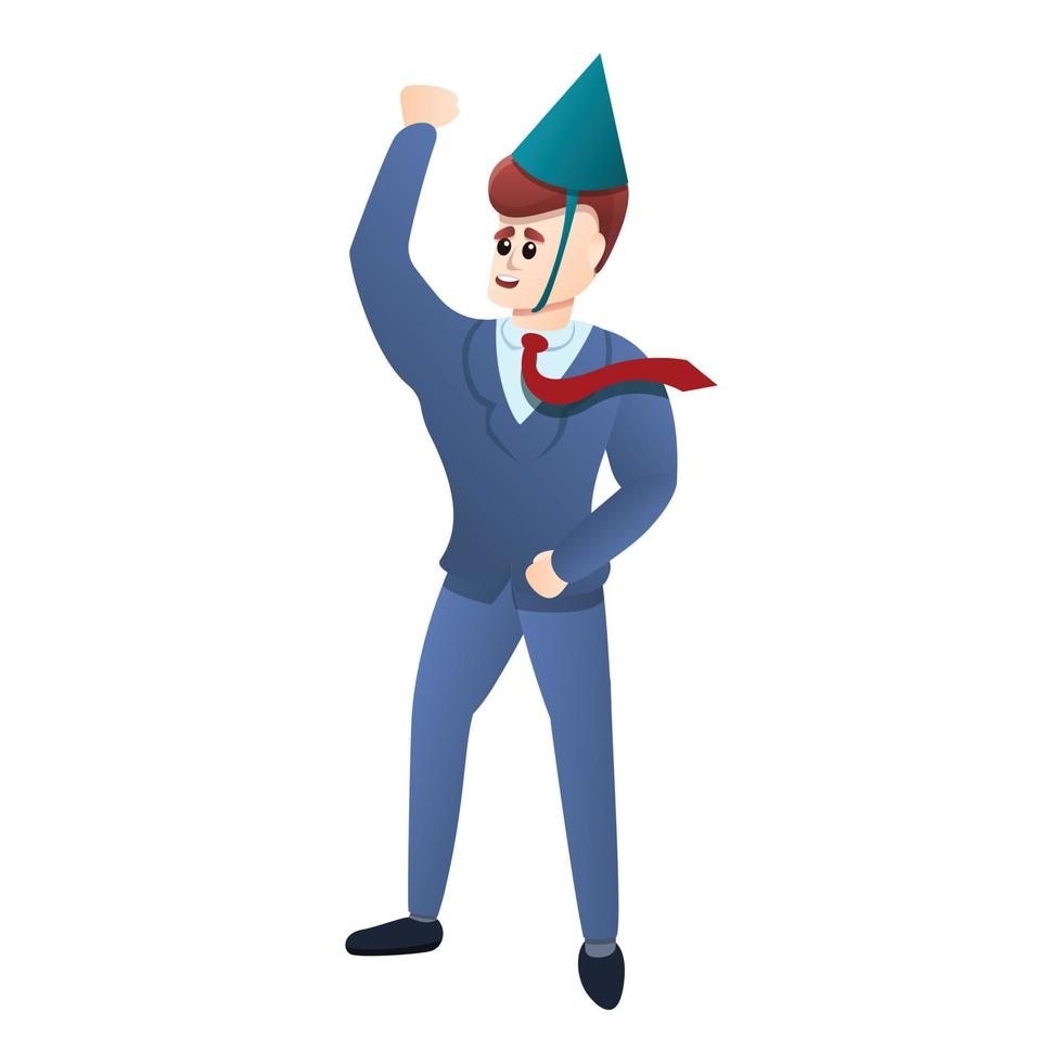 Happy jumping office party icon, cartoon style vector