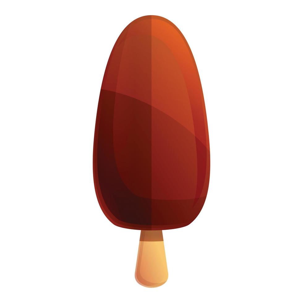 Ice chocolate popsicle icon, cartoon style vector