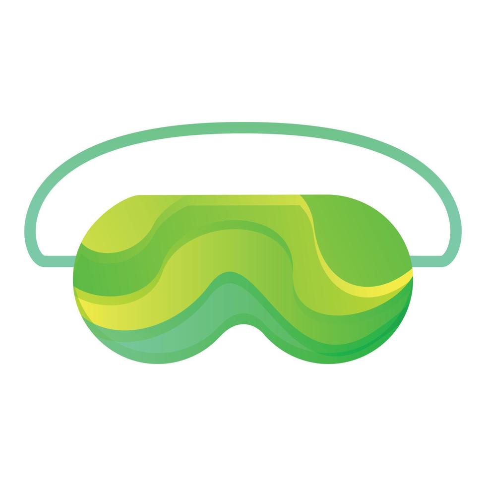 Green sleeping mask icon, cartoon style vector