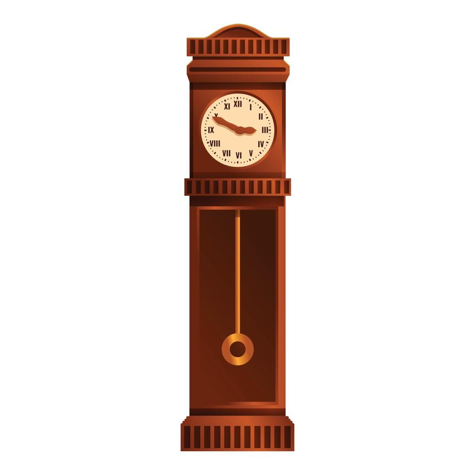 House pendulum clock icon, cartoon style vector