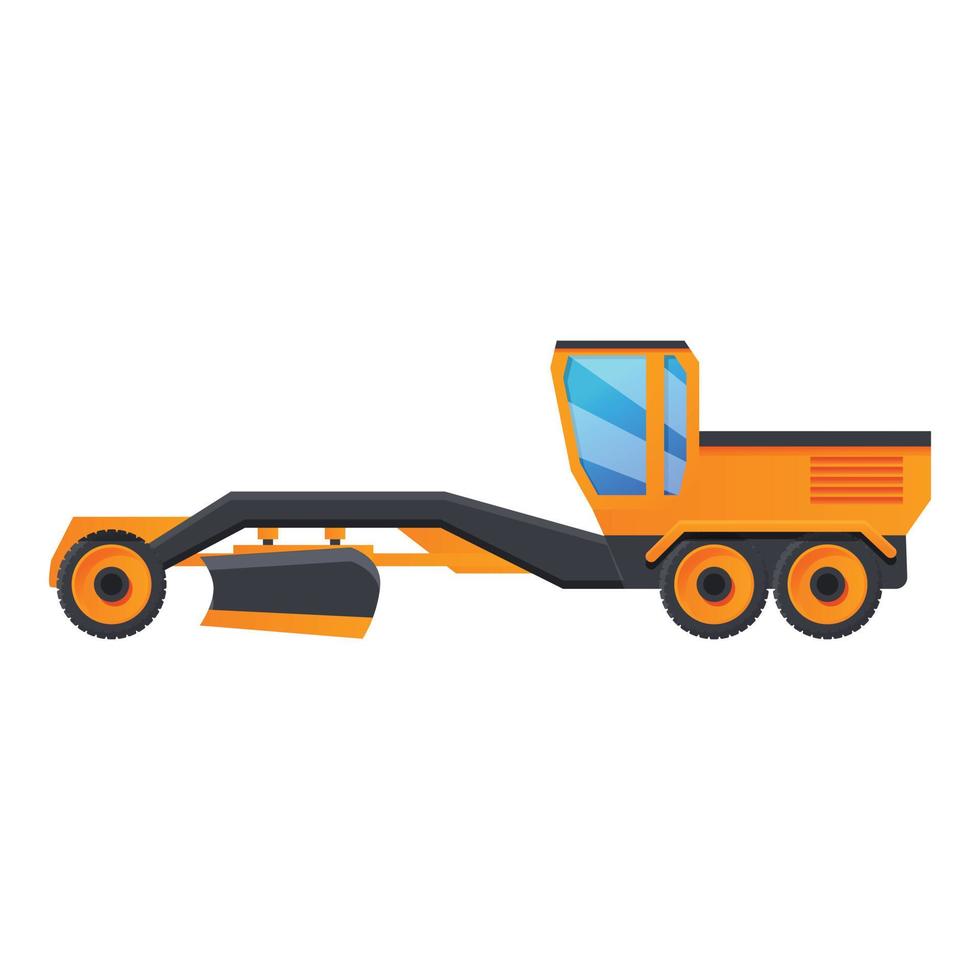 Grader machine vehicle icon, cartoon style vector