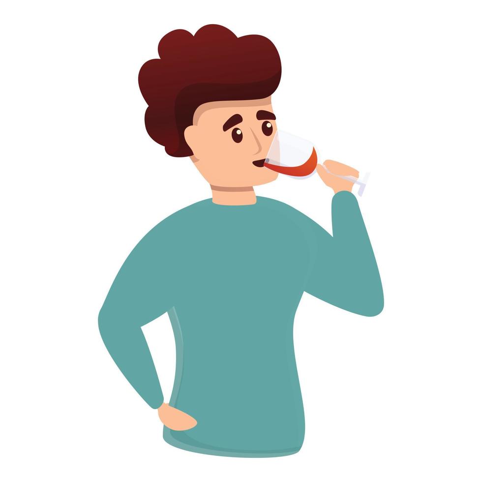 Sommelier taste wine icon, cartoon style vector