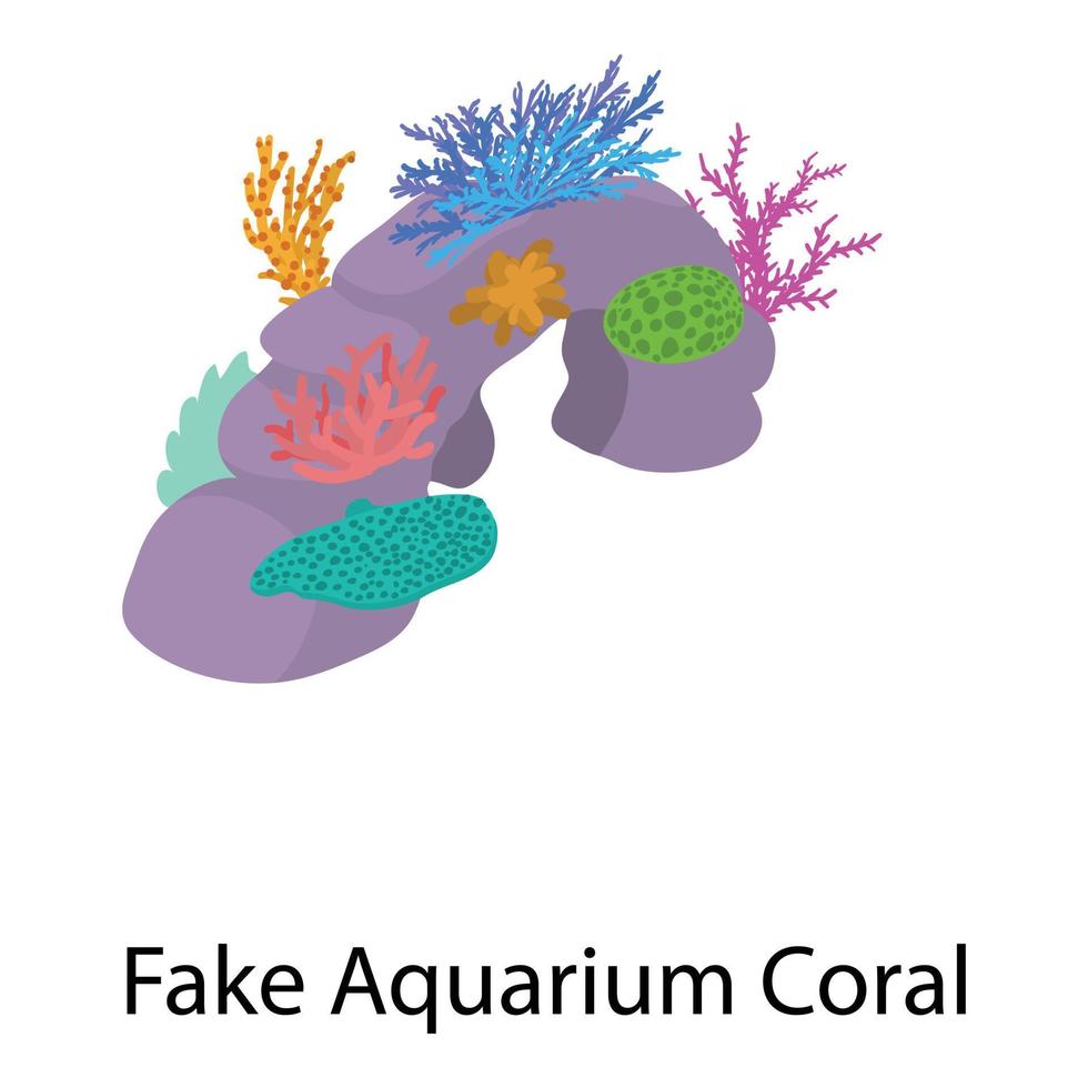 icono de coral de acuario falso, estilo isométrico vector