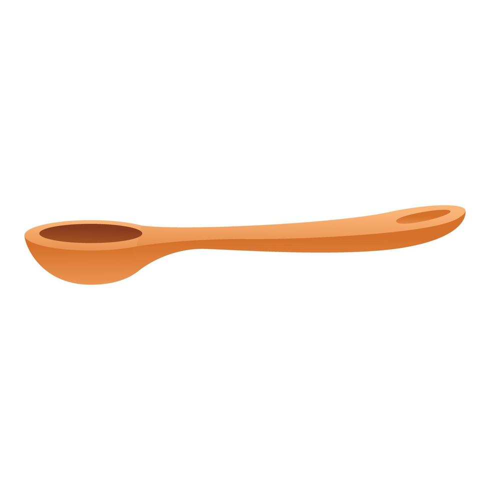 Wood spoon icon, cartoon style vector