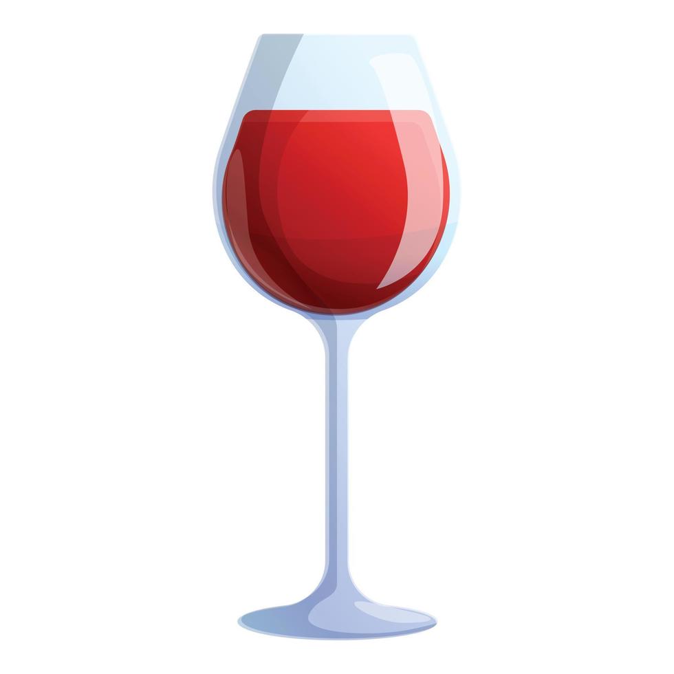 Red wine glass icon, cartoon style vector