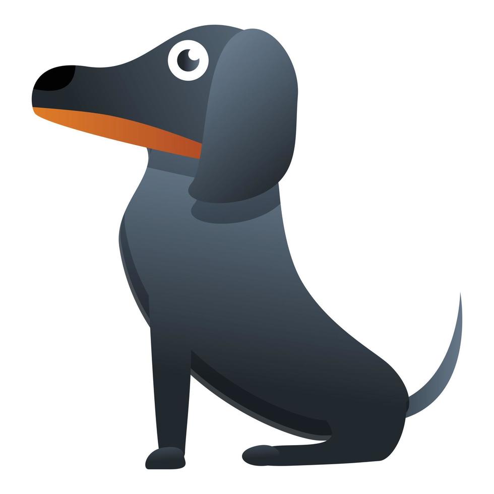 icono de perro salchicha negro, estilo de dibujos animados vector