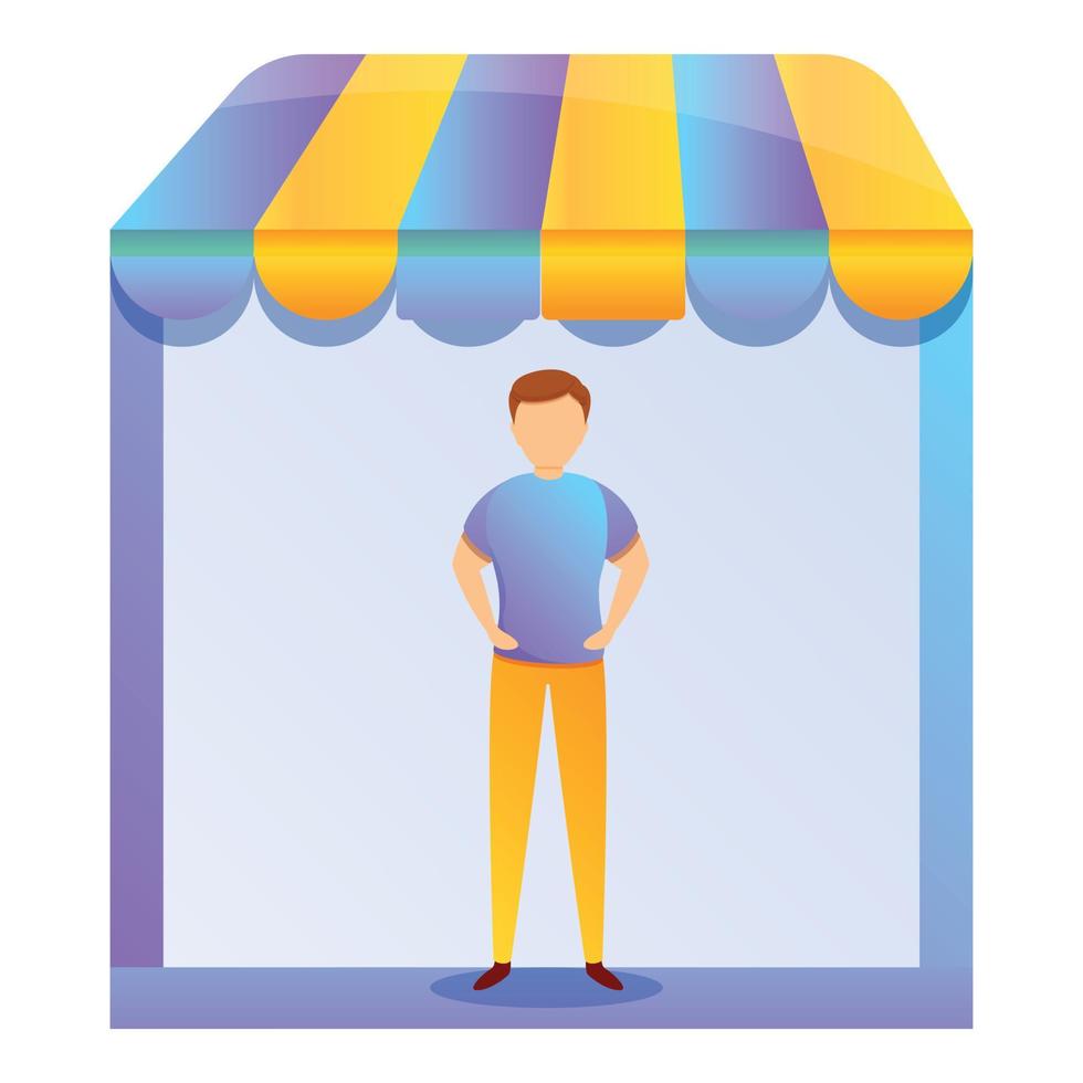 Street shop purchasing manager icon, cartoon style vector