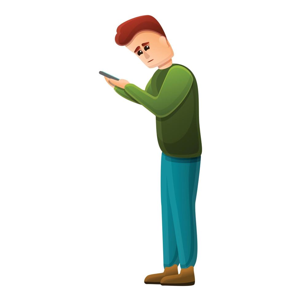 Smartphone addiction icon, cartoon style vector